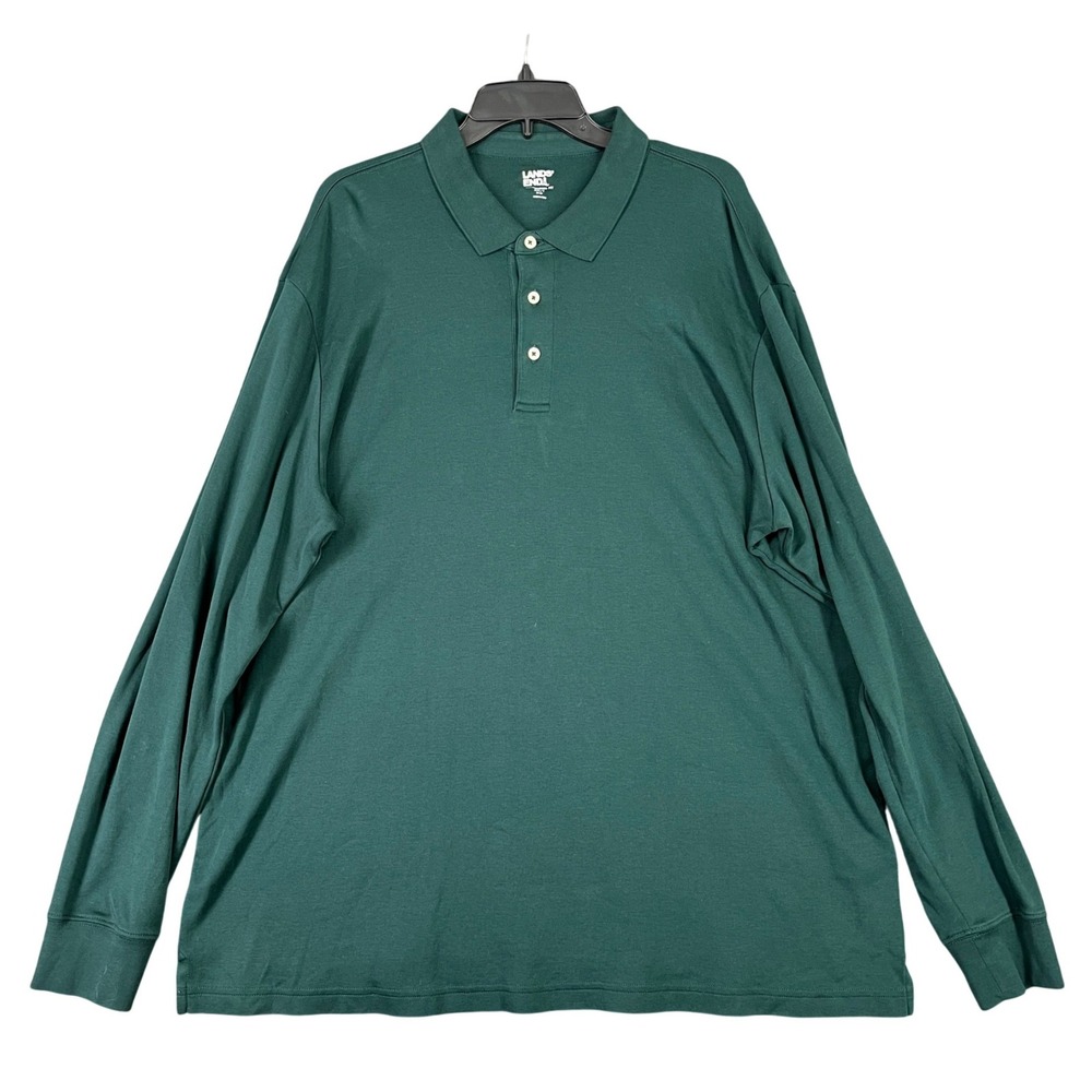 Lands End Traditional Fit Long Sleeve Polo Shirt Mens XXL/T Tall Cotton Jersey